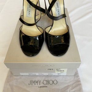 Authentic Jimmy Choo Octave Black Patent Heels 41